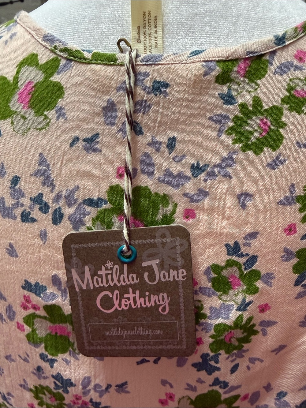 Matilda Jane Blush Pink Floral Long-Sleeve Peplum Dress size Small - Picture 7 of 7